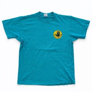 Vintage 90s Body Glove Surf Tee — USA Made Teal/Yellow Big Logo XL Single stitch